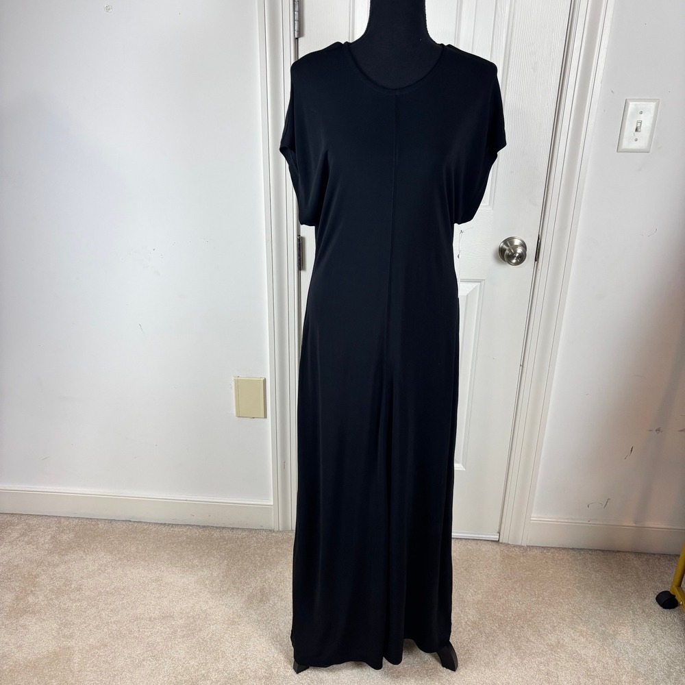 Nordstrom Black Jersey Knit Short Sleeve Maxi Dress M NO512548MI